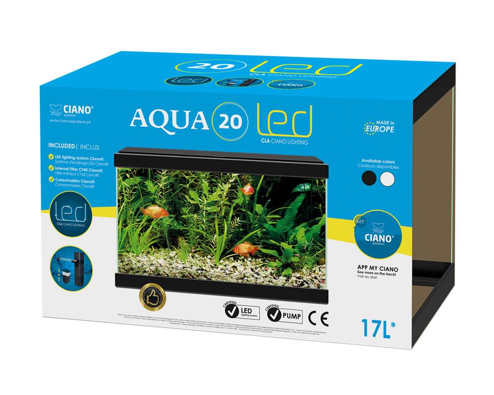 AQUA 20 NERO CON ILLUMINAZIONE